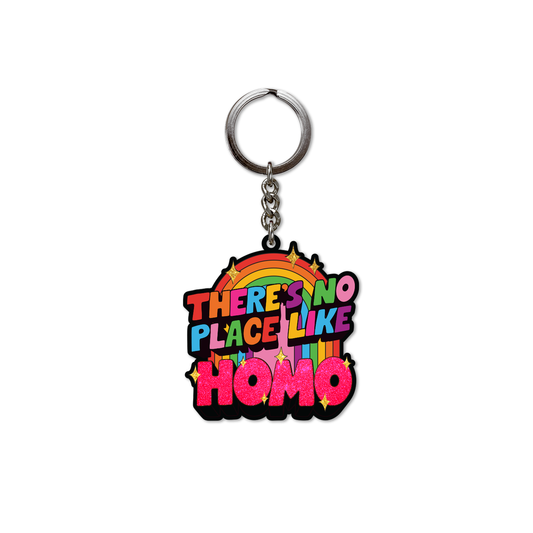 THE BIG GAY JAMBOREE No Place Like Homo Rubber Glitter Keychain