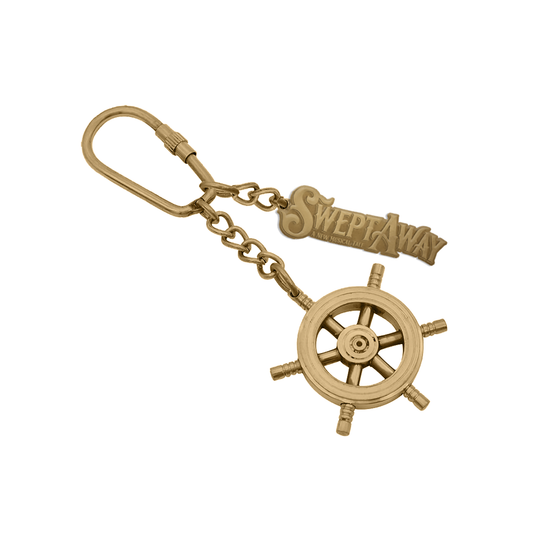 SWEPT AWAY Ships Wheel Keychain